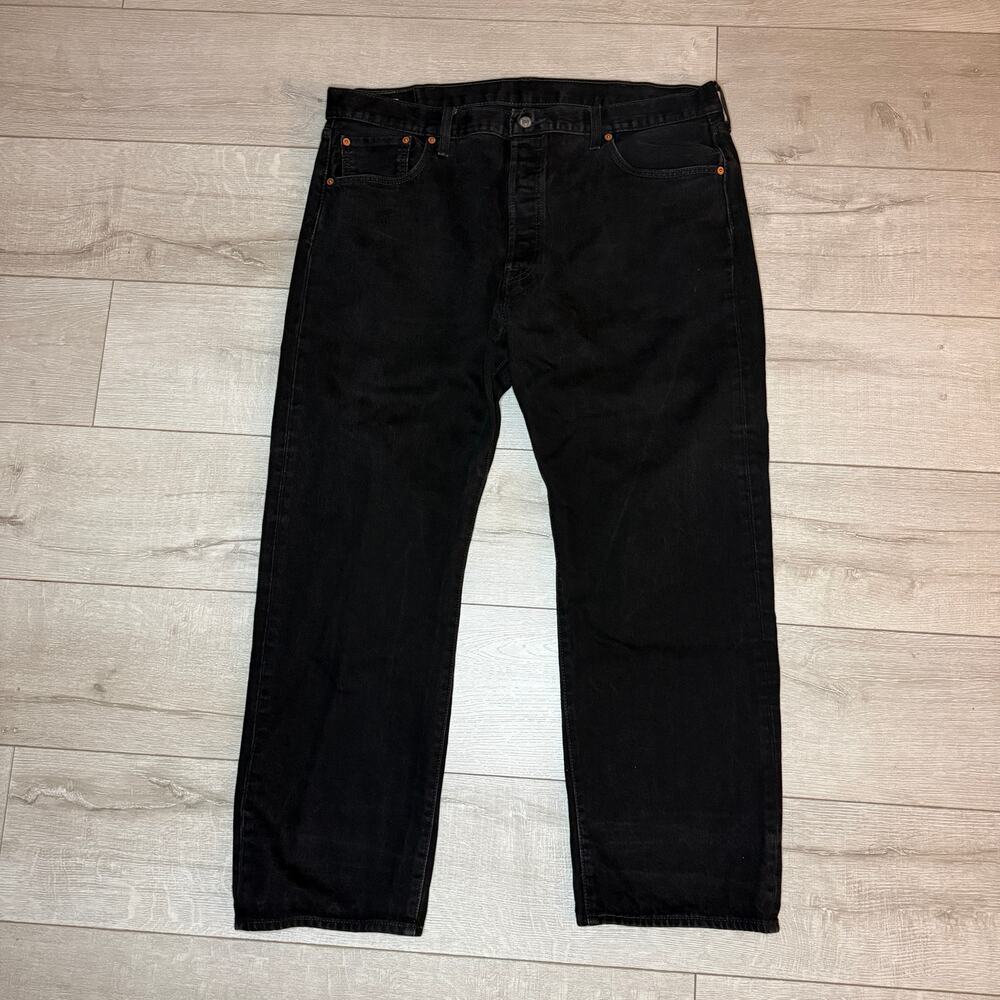 Levi's 501 Original Fit Black Denim Jeans Mens W42 L30 Button Fly